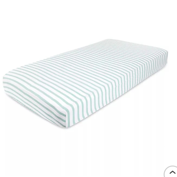 Aden + Anais Blazer Stripe Fitted Crib Sheet in Aqua - Picture 1 of 3